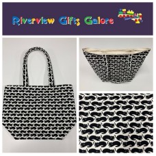 Large Tote Bag - Black Cats on White Large Tote Bag - Black Cats on White